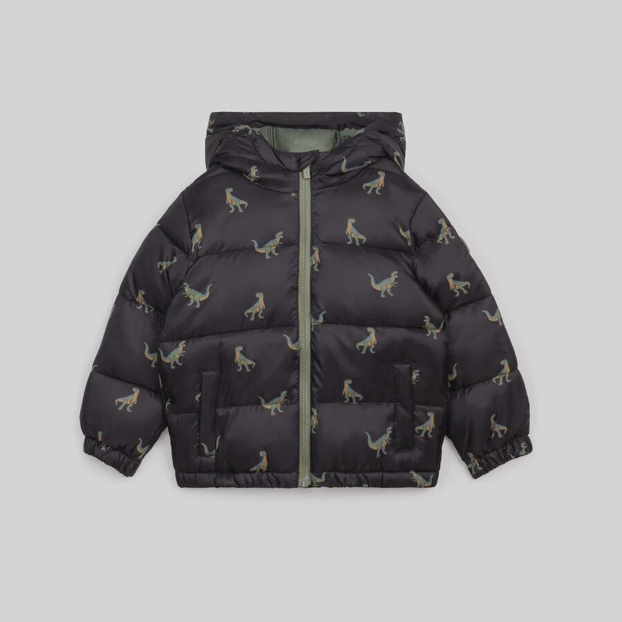 Hooded Packable Jacket, Colour: T-Rex, Size: 3Y