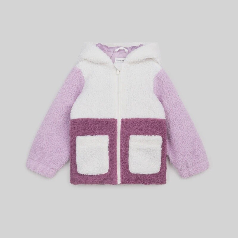 Toddler Hooded Color Block Sherpa Jacket