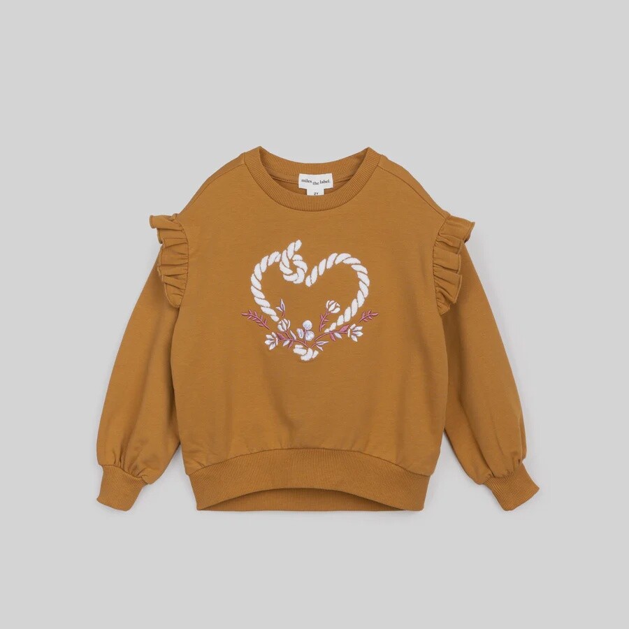 Girls Ruffle Sweatshirt - Dijon