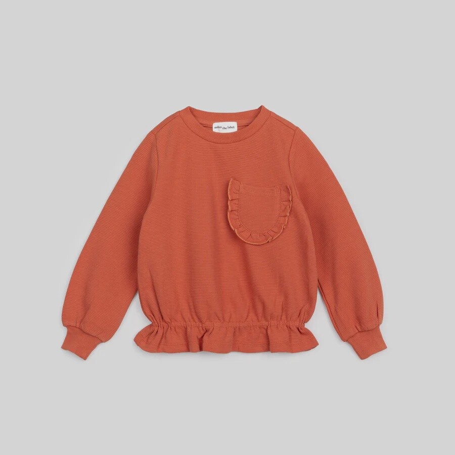 Girls Long Sleeve Ottoman Sweatshirt - Ginger