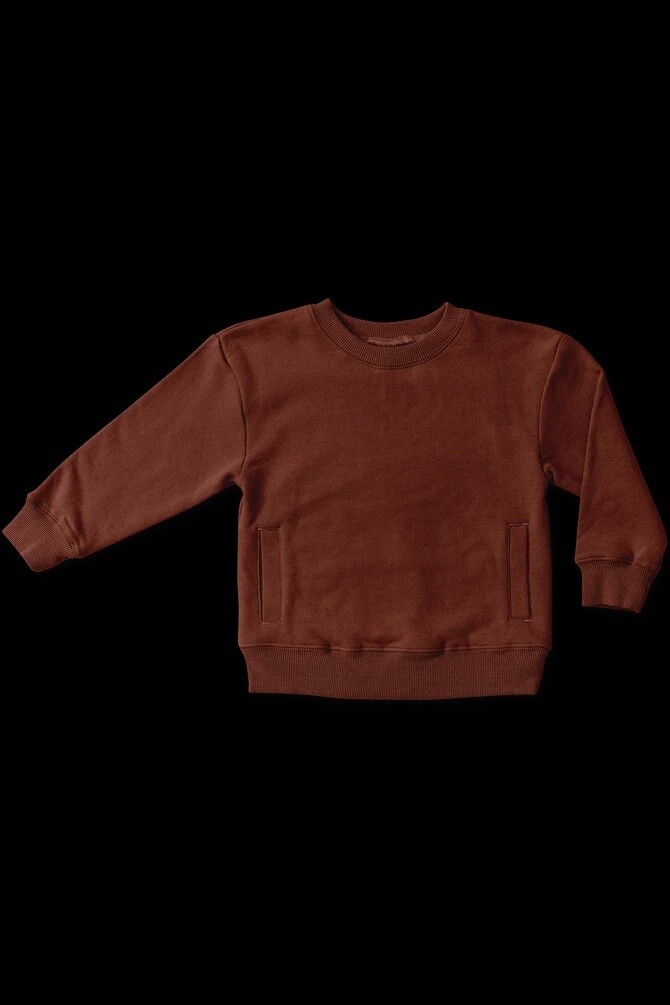 French Terry Kids Sweatshirt, Colour: Redwood, Size: 6-7Y