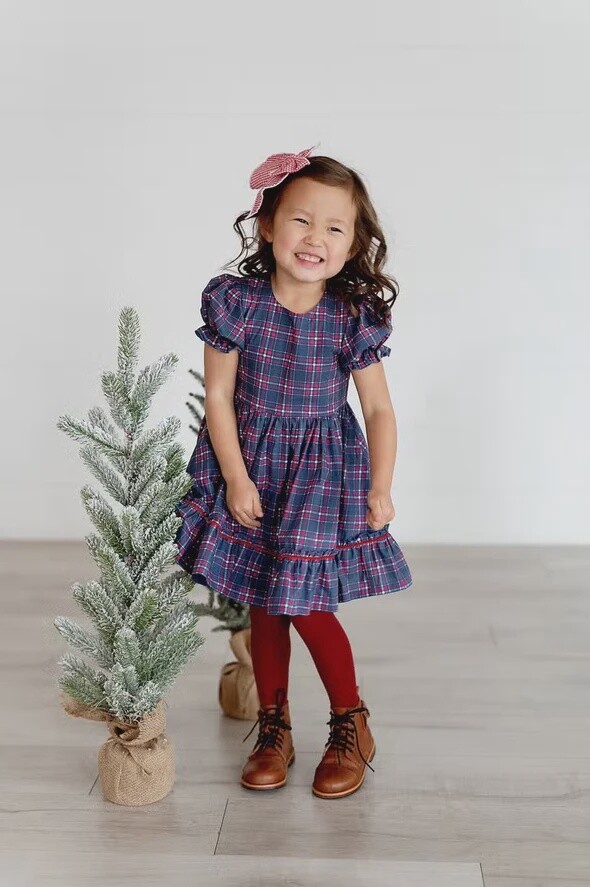 Aura Poplin Dress in Holiday Plaid