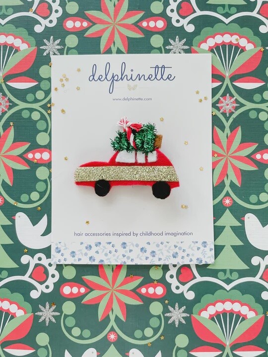 Tree On Car Holiday Hair Clip