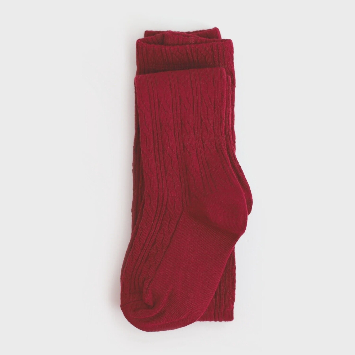 Cable Knit Tights, Colour: Crimson, Size: 0-6M
