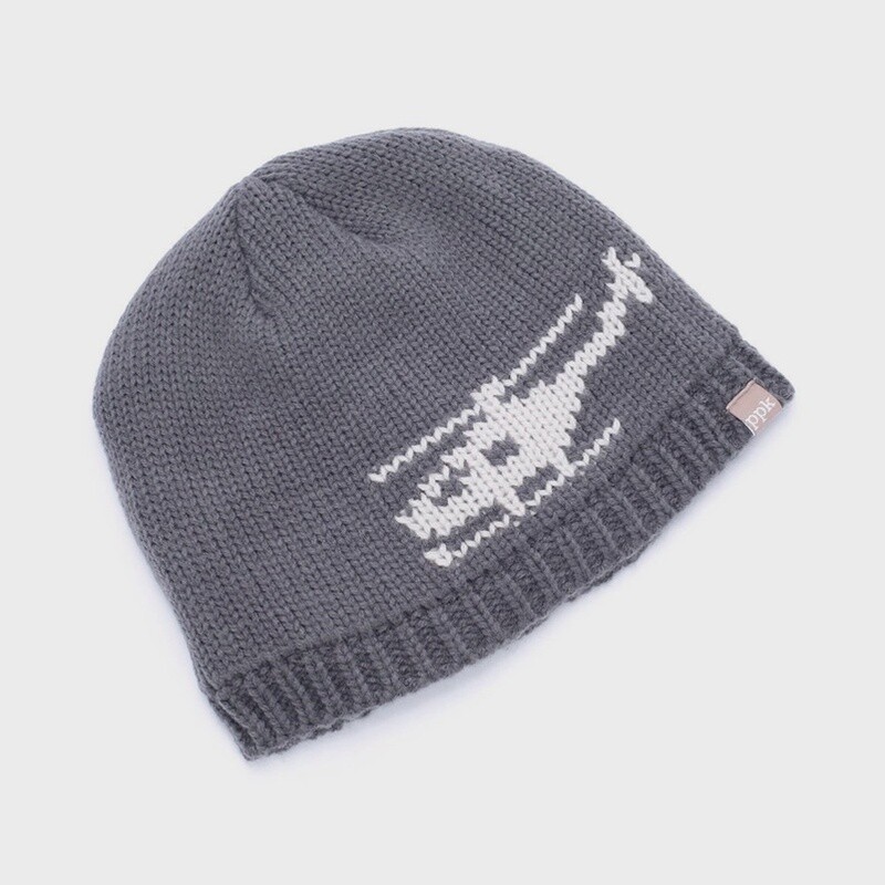 Toddler/Kids Fleece Lined Beanie - Charcoal Grey Helicopter