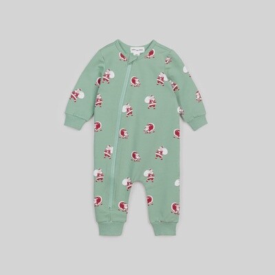 Baby Long Sleeve Fleece Playsuit - Holiday Santa