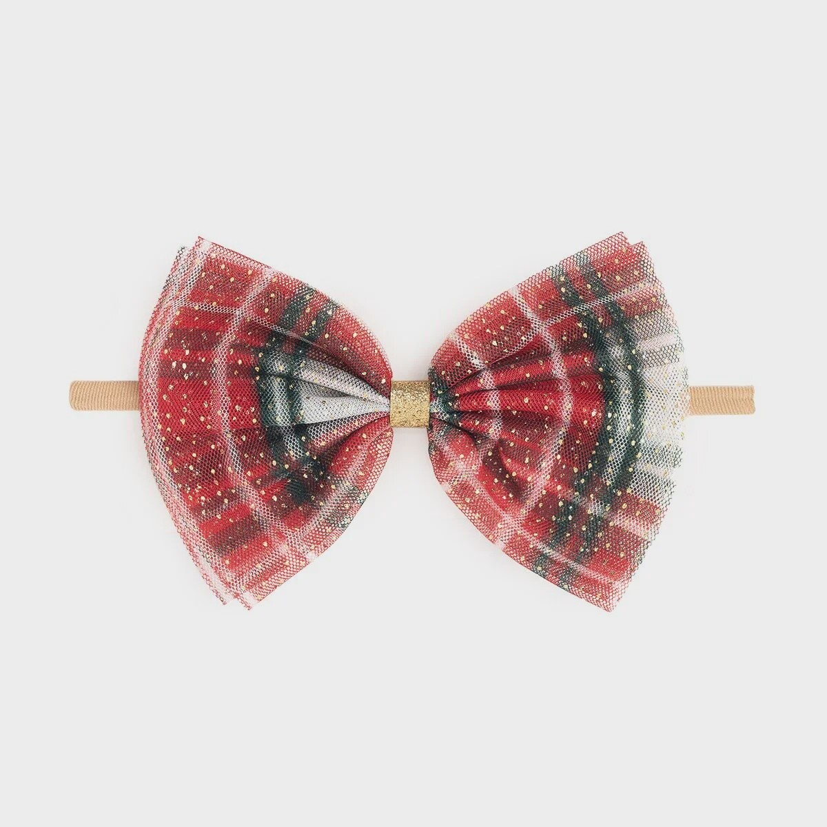 Baby Bow Headband - Holiday Plaid