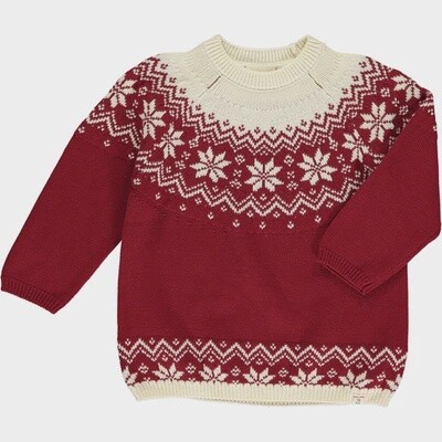 Boys Crewneck Sweater - Red Fair Isle