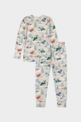 Holiday Toddler/Kids Pajama Set - Downhill Dino