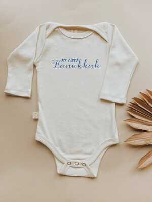 Long Sleeve Organic Bodysuit - My First Hanukkah