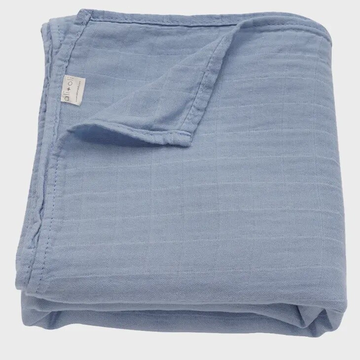 Muslin Swaddle Blanket - Dream Blue