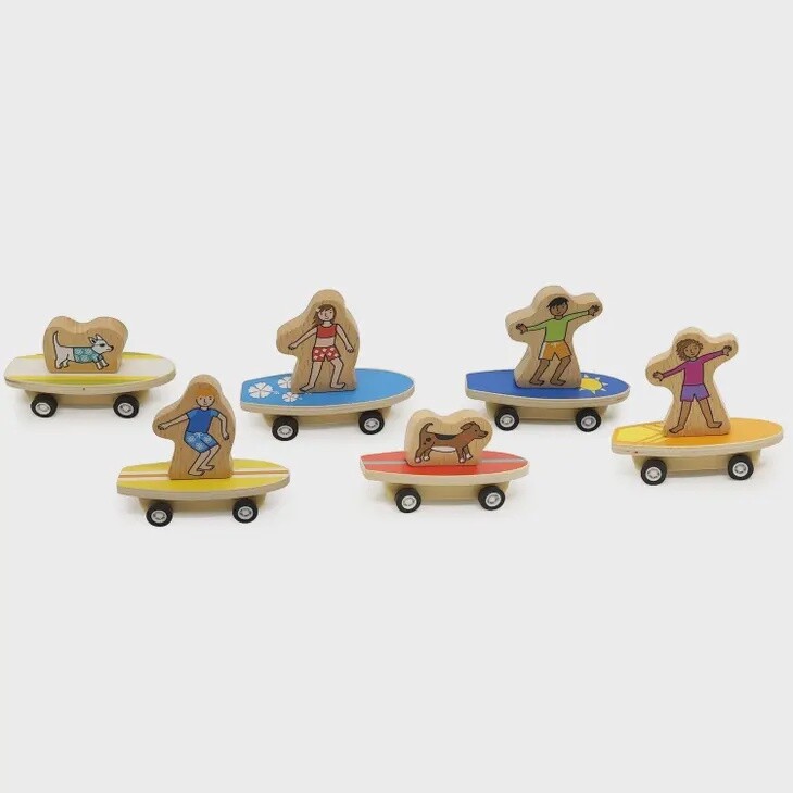 Pull Back Toy - Surfer Kids &amp; Dogs