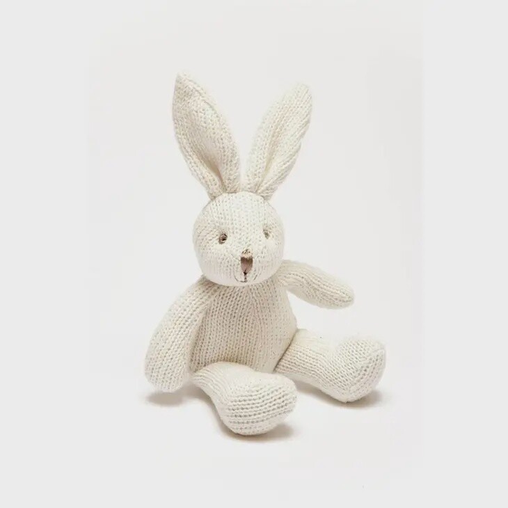 Knitted White Bunny Baby Rattle