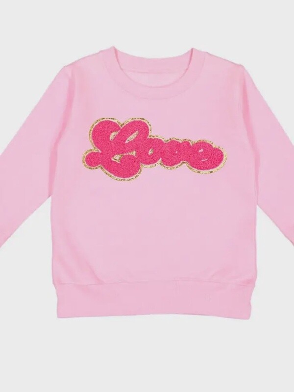 Girls Crewneck Patch Sweatshirt - Love