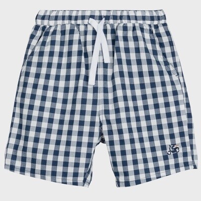 Boys Gingham Poplin Shorts - Navy