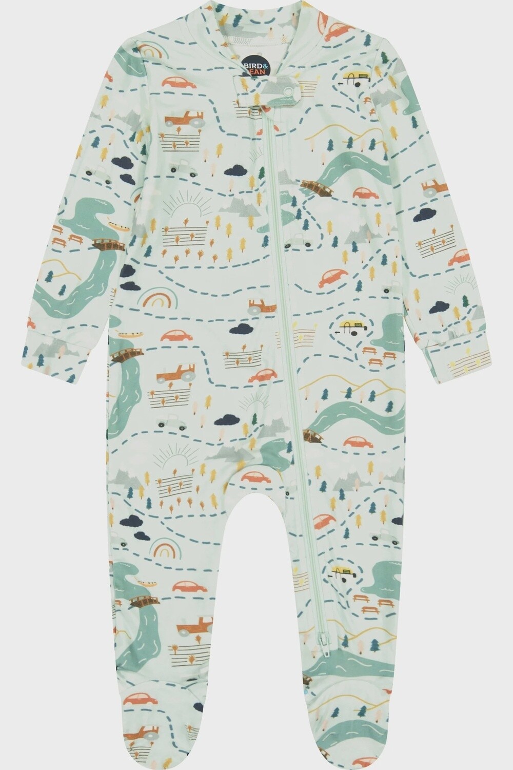 Baby Footed Zip Pajama - On the Road Again, Size: 6-12M