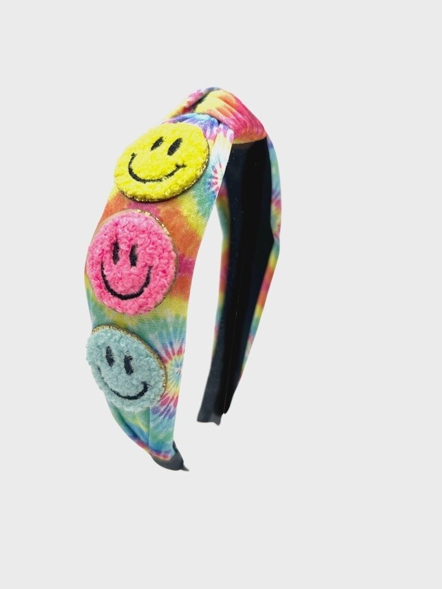 Tie Dye Smiley Knot Headband
