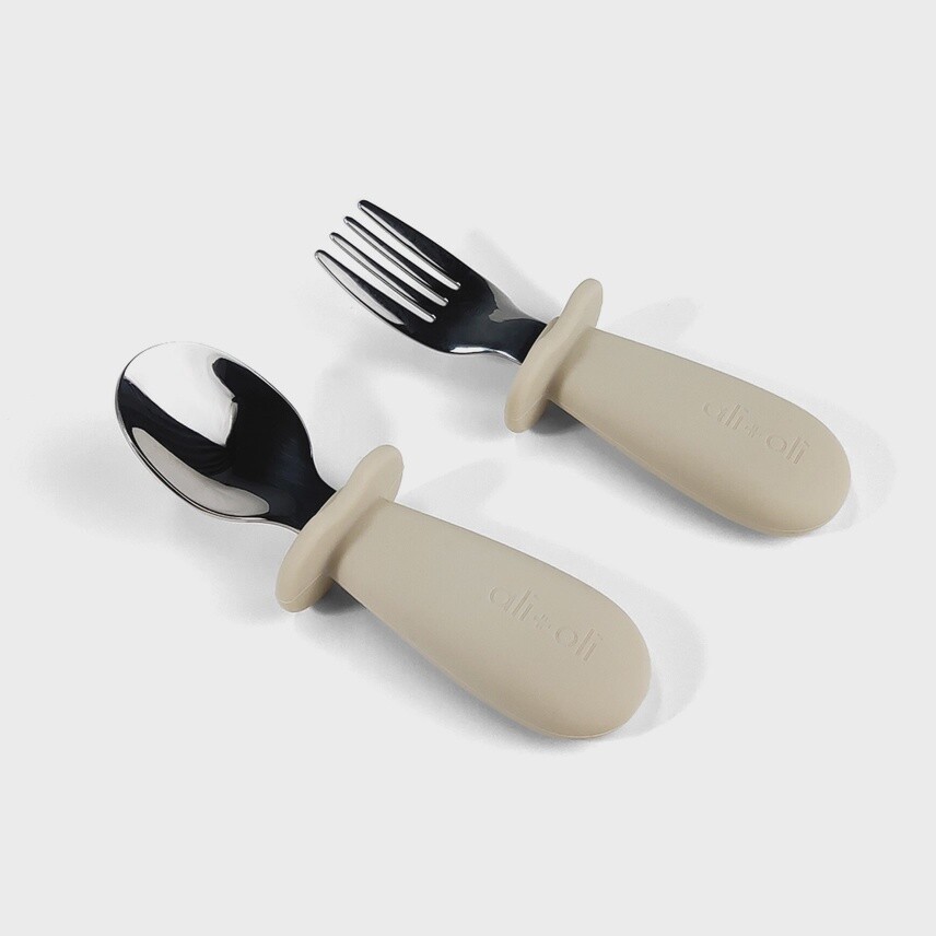 Spoon &amp; Fork Learning Set for Toddlers - Khaki