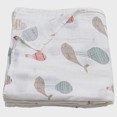 Muslin Swaddle Blanket - Whale