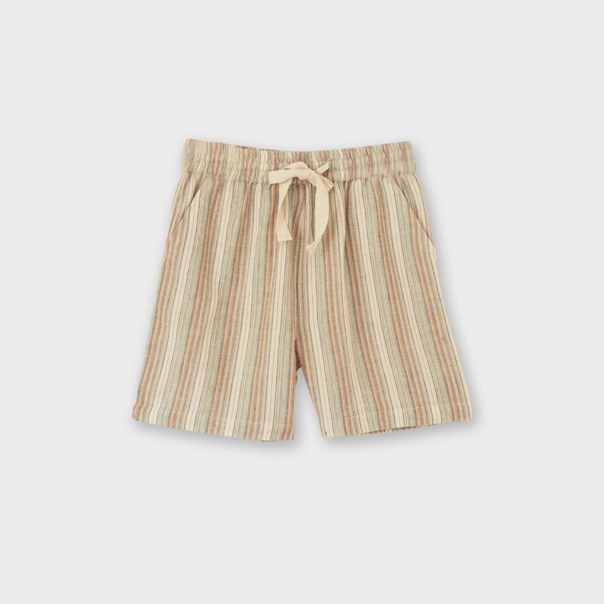 Boys Everyday Cotton Shorts - Mint Green Stripe