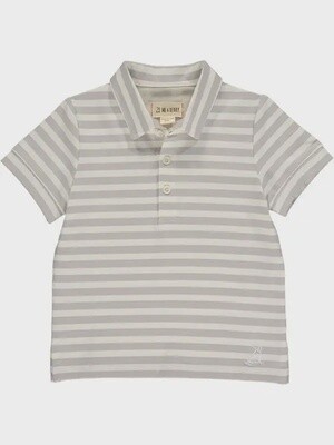 Cotton Polo - Grey/White Stripe