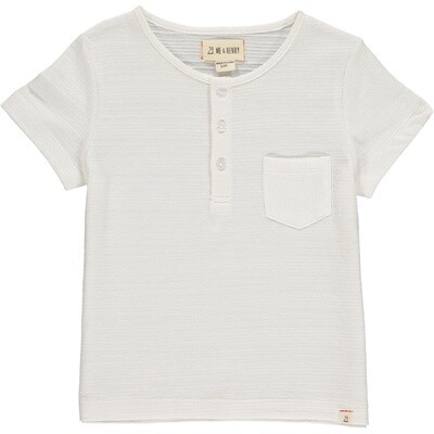 Short Sleeve Henley Tee - White