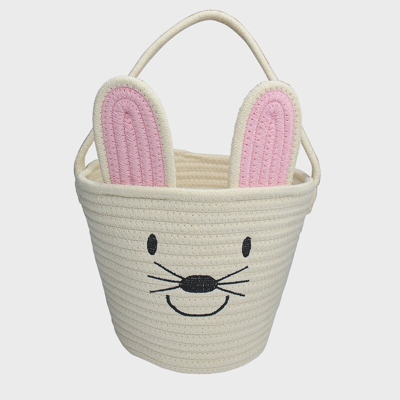 Rope Bunny Easter Basket - Cream