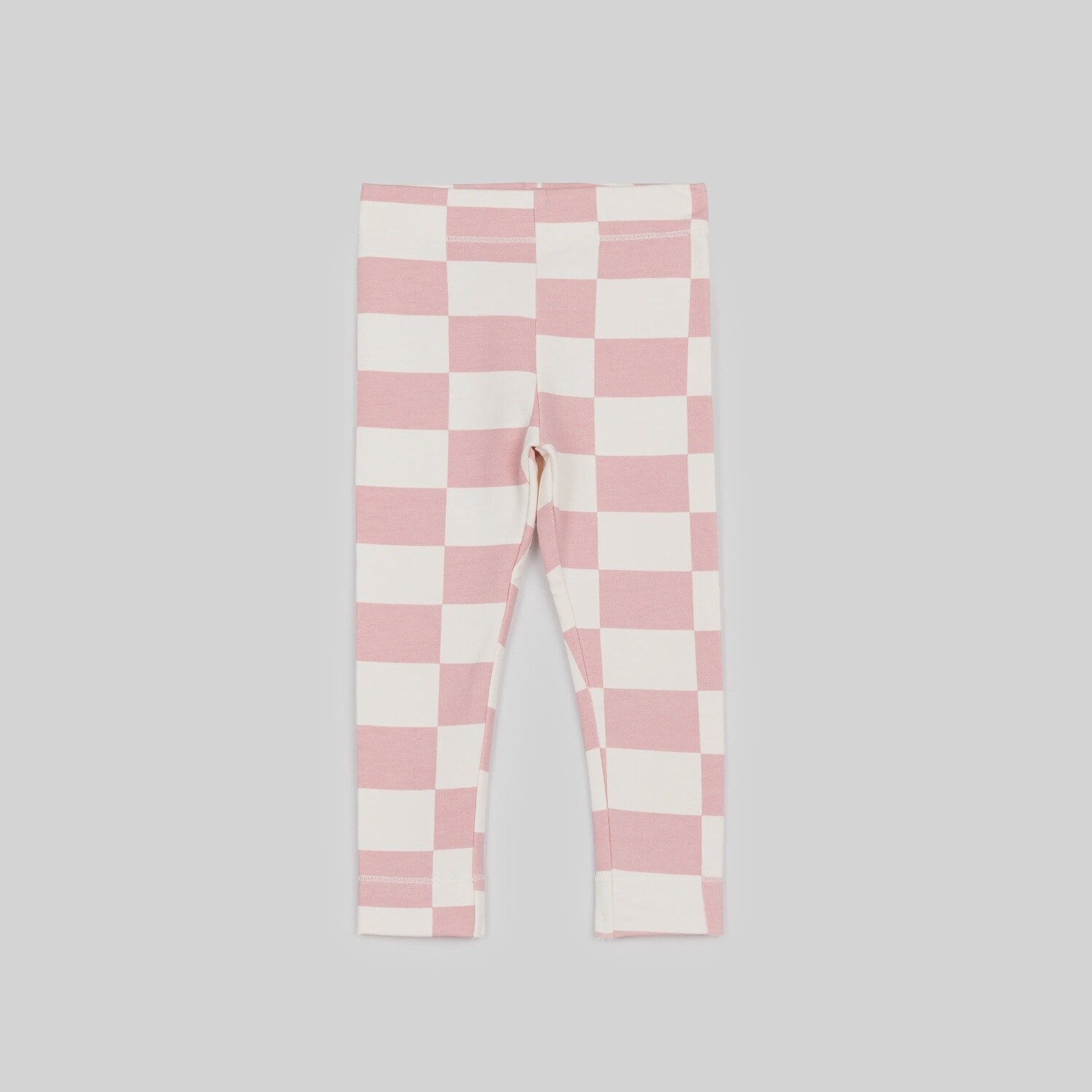 Girls Full Length Leggings - Rose Checkerboard