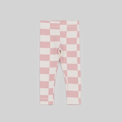 Girls Leggings - Rose Checkerboard