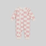 Baby Ruffle Long Sleeve Playsuit - Rose Checkerboard