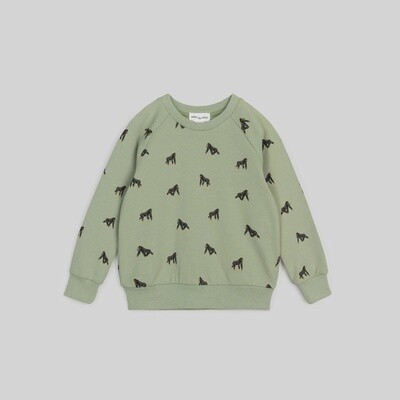 Toddler/Kids Crewneck Sweatshirt - Gorilla on Tea Green