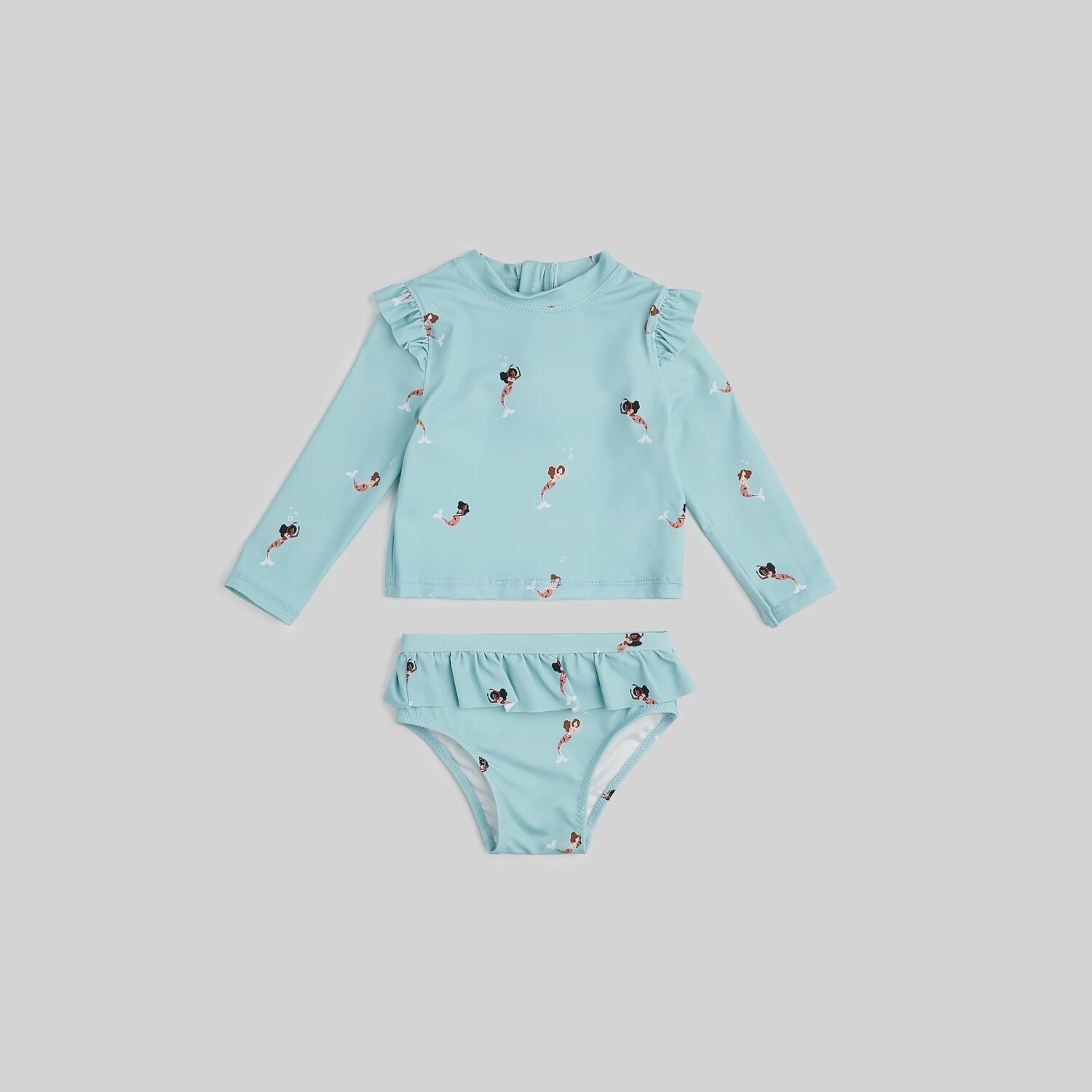 Girls Long Sleeve Rash Guard Swim Set - Mermaids