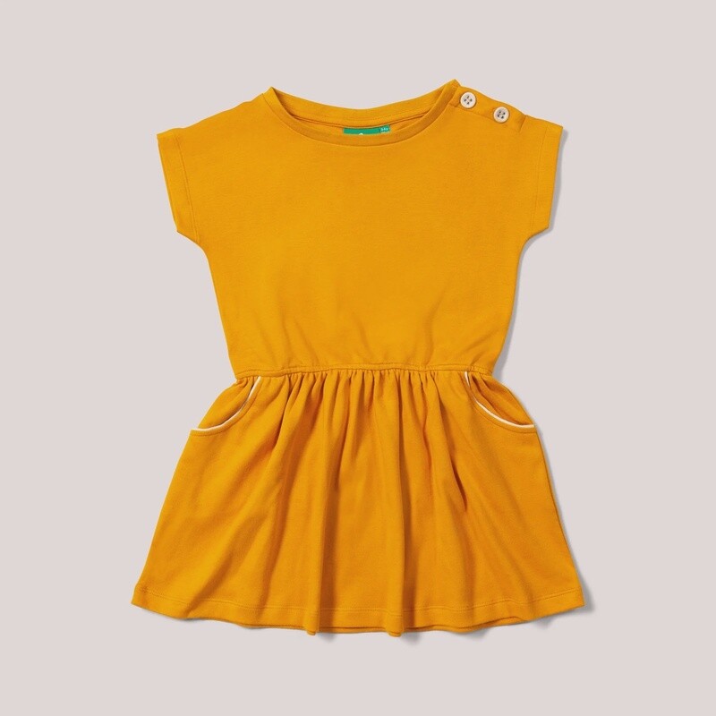 Short Sleeve Cotton Dress - Gold