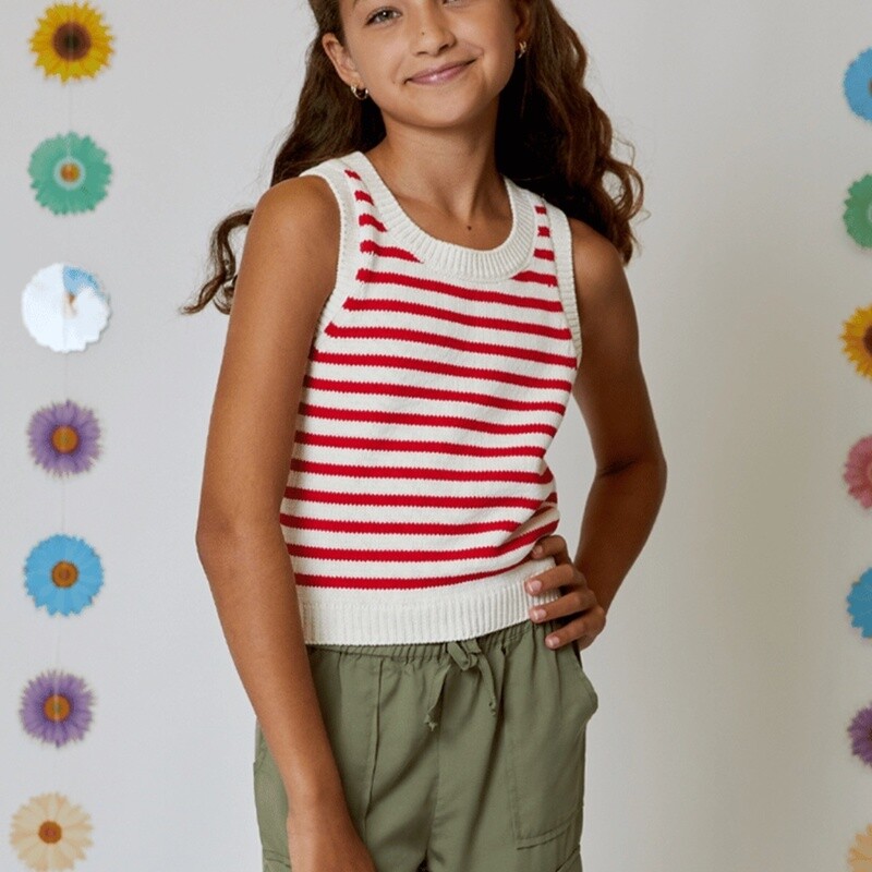 Knit Sweater Tank - Red Stripe