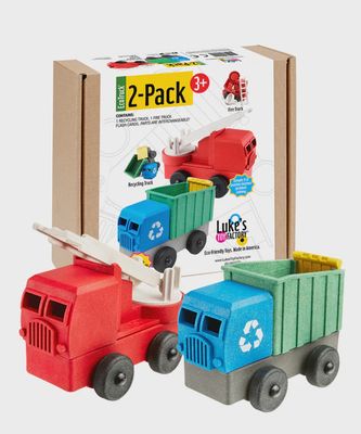 Fire Truck &amp; Recycling Truck - 2 Pack