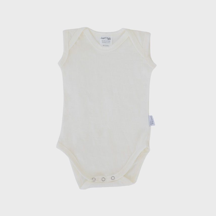 Short Sleeve Merino Bodysuit - Vanilla