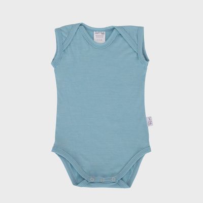 Short Sleeve Merino Bodysuit - Sky Blue