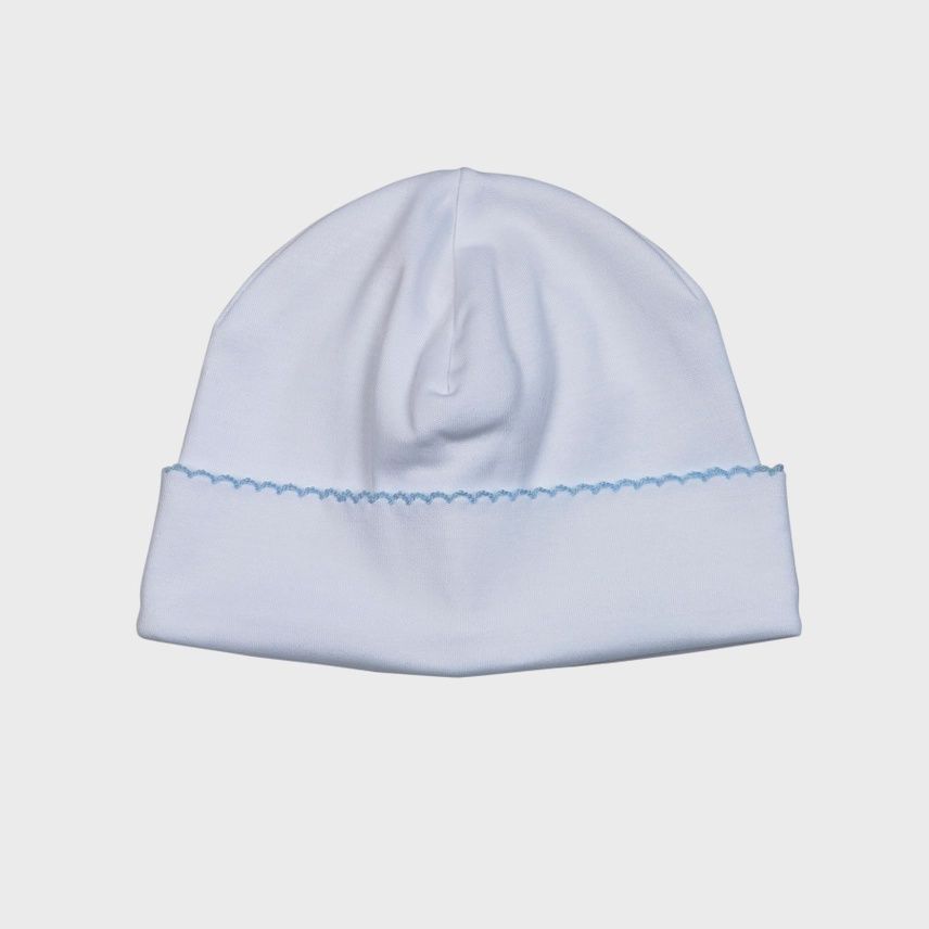 Baby Pima Beanie - Blue Picot