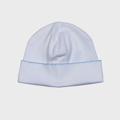 Baby Pima Beanie - Blue Picot