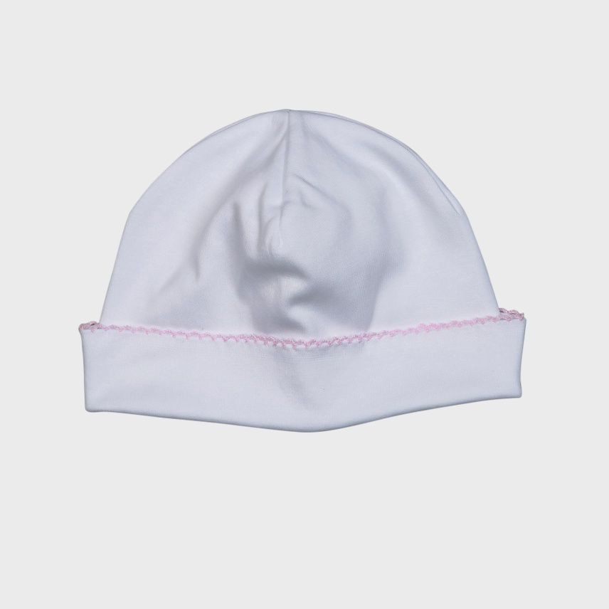 Baby Pima Beanie - Pink Picot