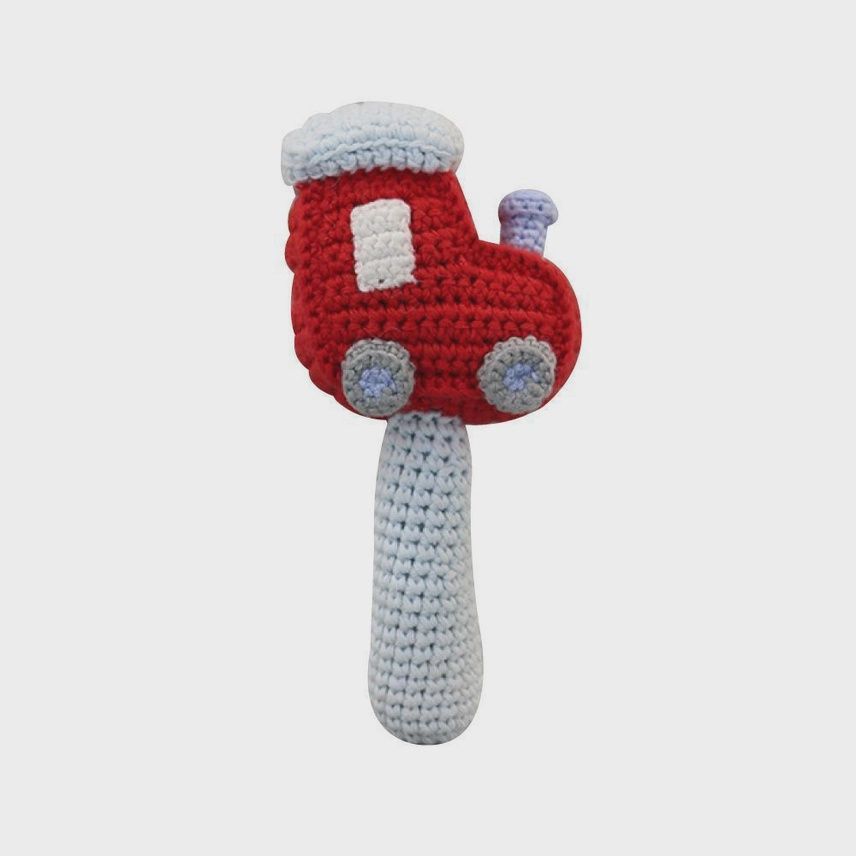 Train Crochet Stick Rattle - 6&quot;