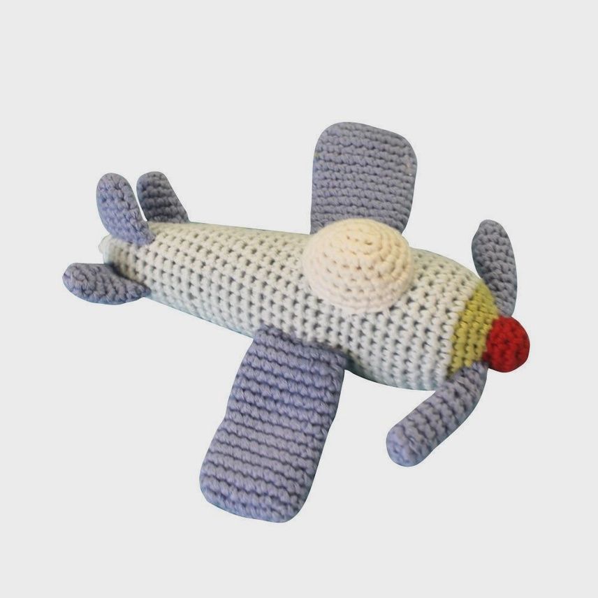 Airplane Crochet Rattle - 6&quot;