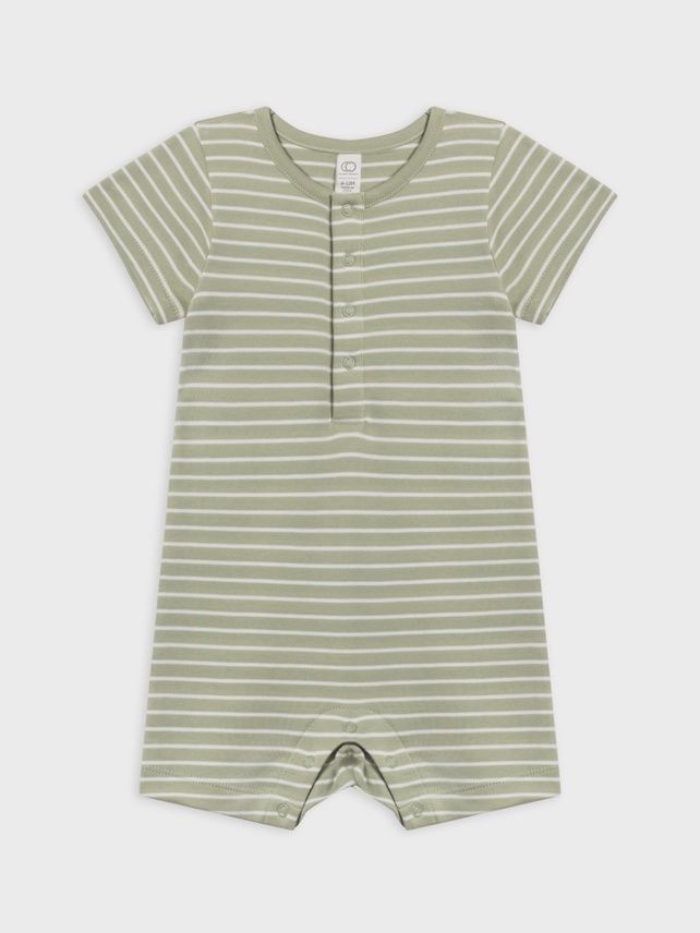 Baby Short Sleeve Romper - Mint Stripe