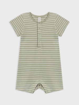 Baby Short Sleeve Romper - Mint Stripe