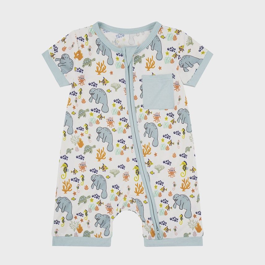 Baby Bamboo Shorty Romper - Manatee
