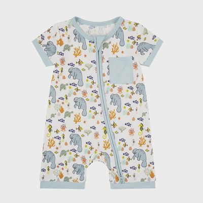 Baby Bamboo Shorty Romper - Manatee