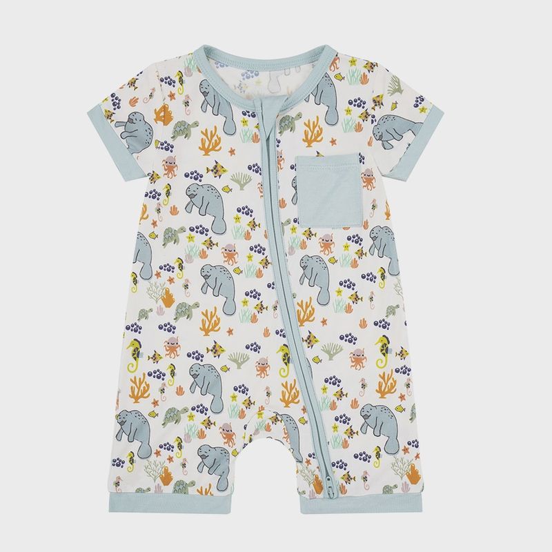 Baby Bamboo Shorty Romper - Manatee