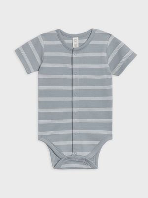 Baby Short Sleeve Bodysuit - Blue Stripe