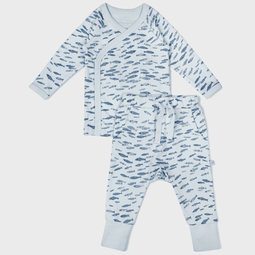 Baby Long Sleeve Wrap Top &amp; Pants Set - Minnow