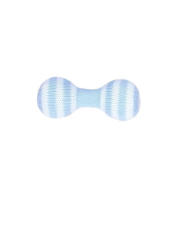 Dumbbell Knit  Rattle - Blue - 6&quot;
